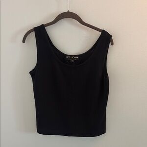 St. John Black Fitted Sleeveless Tank Top